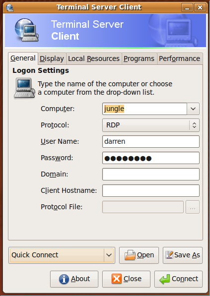 Ubuntu - Terminal Server Client